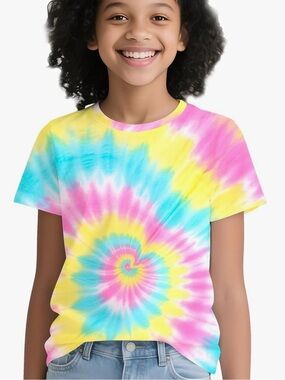 NWT Kids Unisex Rainbow Tie-Dye Silky Soft T-Shirt | Size XS